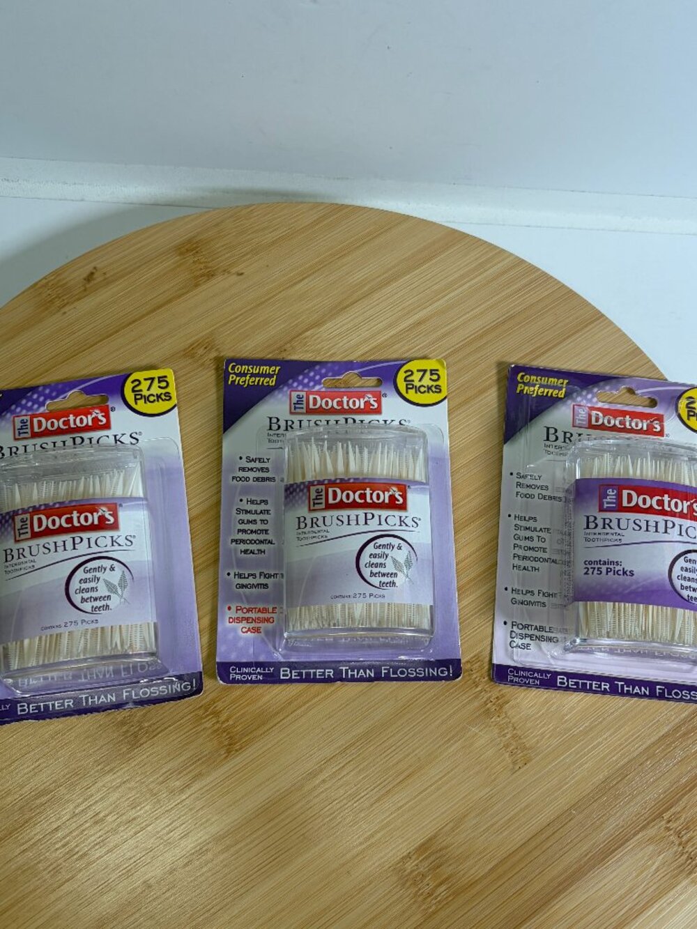 The Doctor's BrushPicks 3 Pack 275 each Interdental Toothpicks Dispensing Case